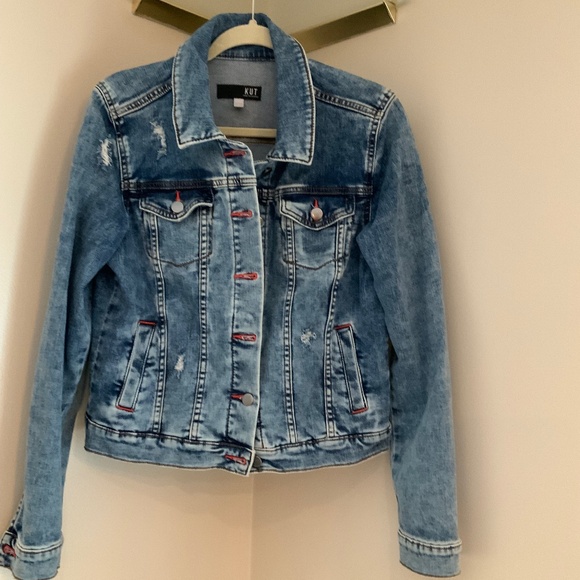 Kut from the Kloth Jackets & Blazers - Kut from the Kloth Blue L Amelia Jean Jacket Red stitching Soft Denim Normcore